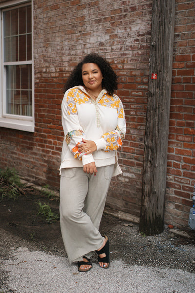 Olivia Floral Print Hooded Button Down