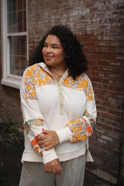 Olivia Floral Print Hooded Button Down
