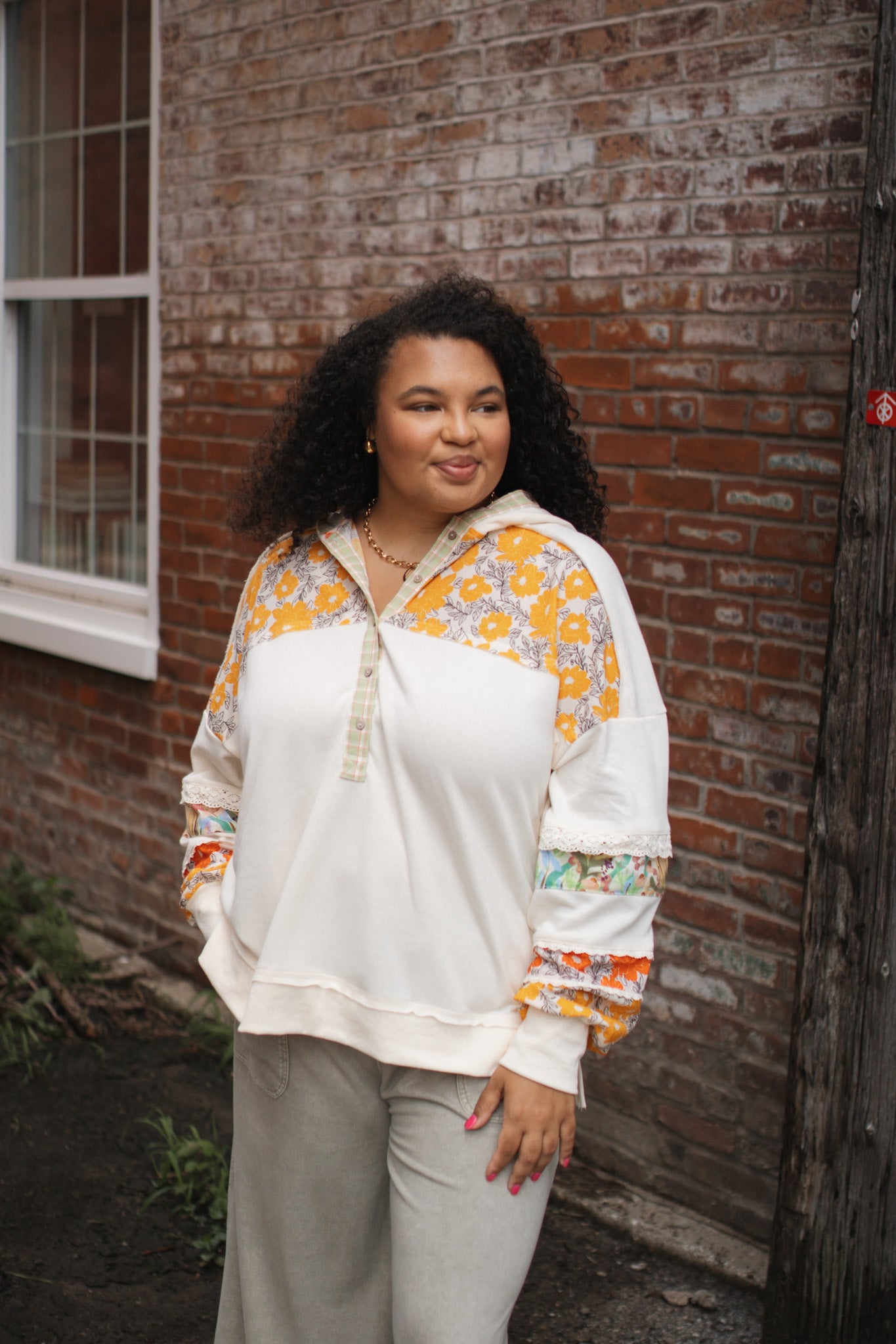 Olivia Floral Print Hooded Button Down