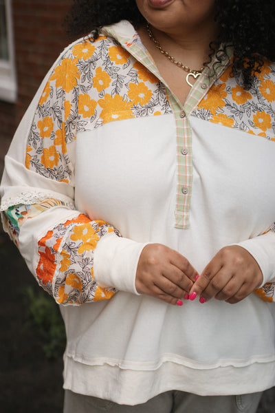 Olivia Floral Print Hooded Button Down
