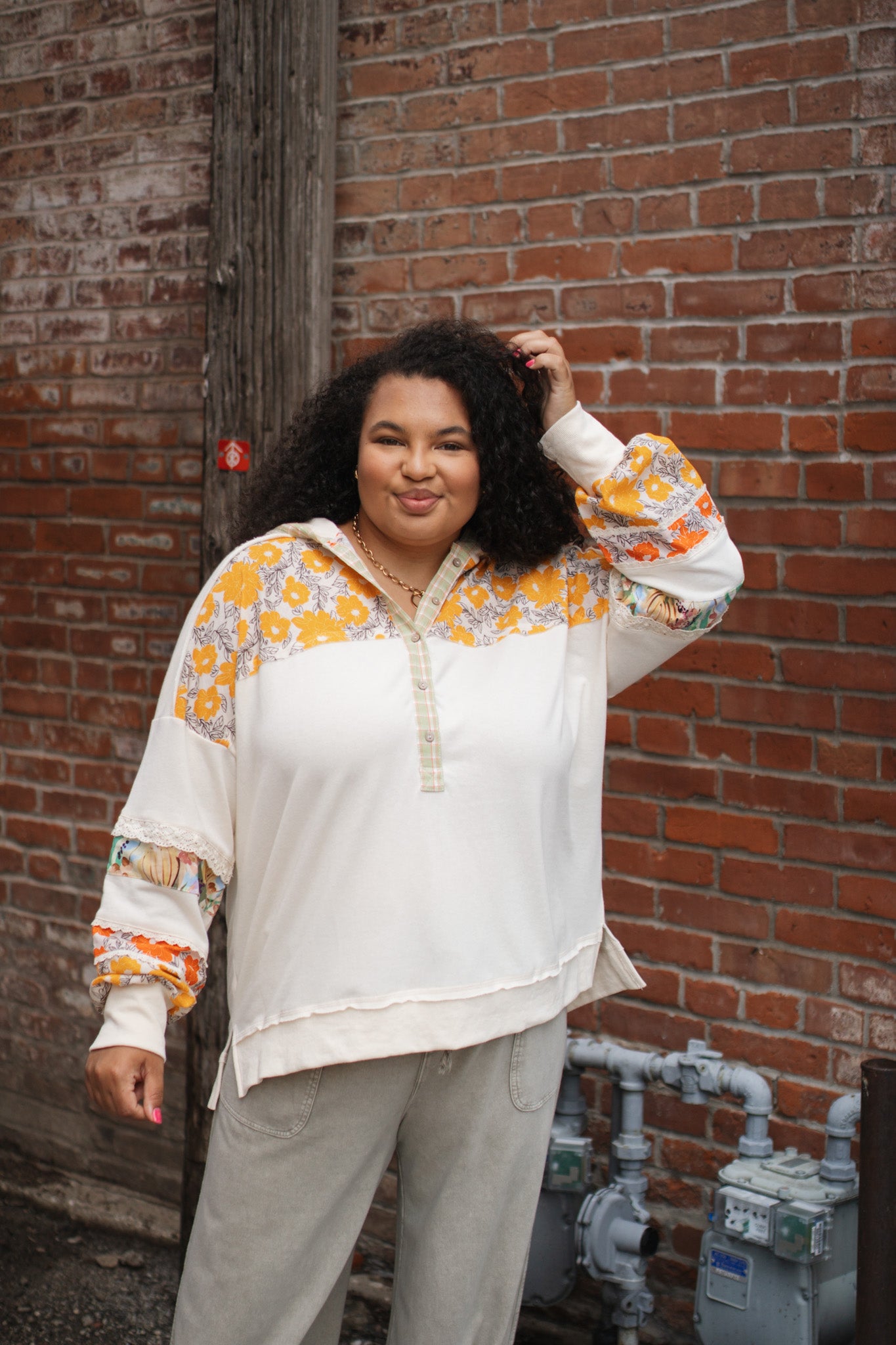 Olivia Floral Print Hooded Button Down