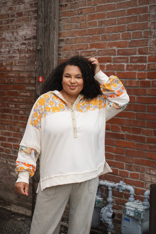 Olivia Floral Print Hooded Button Down