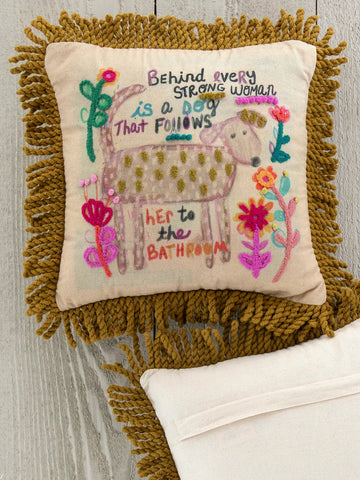 Behind Every Strong Woman Tufted Boho Pillow