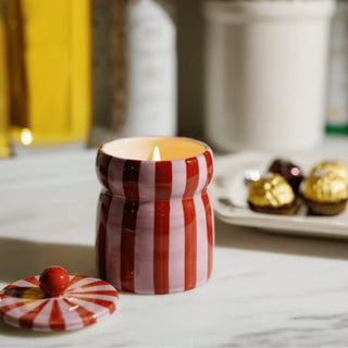 Cabana Pink Peppermint Ceramic Candle