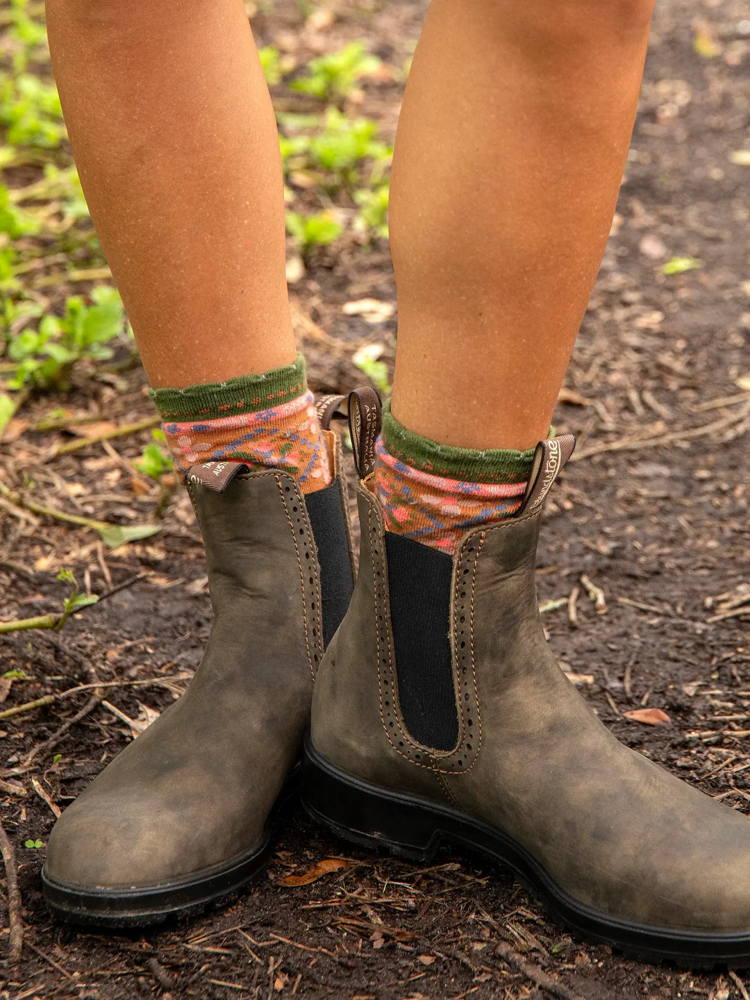 Neutral Floral Boho Sock