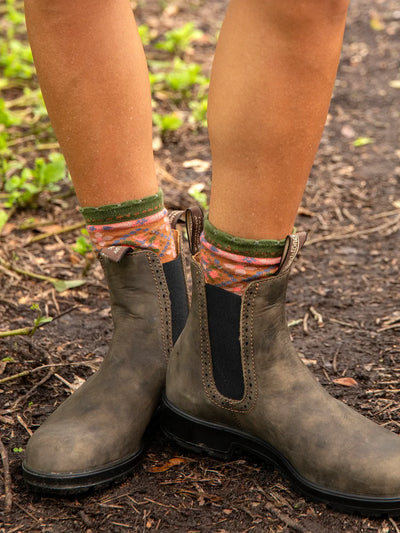 Neutral Floral Boho Sock