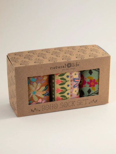 Neutral Floral Boho Sock