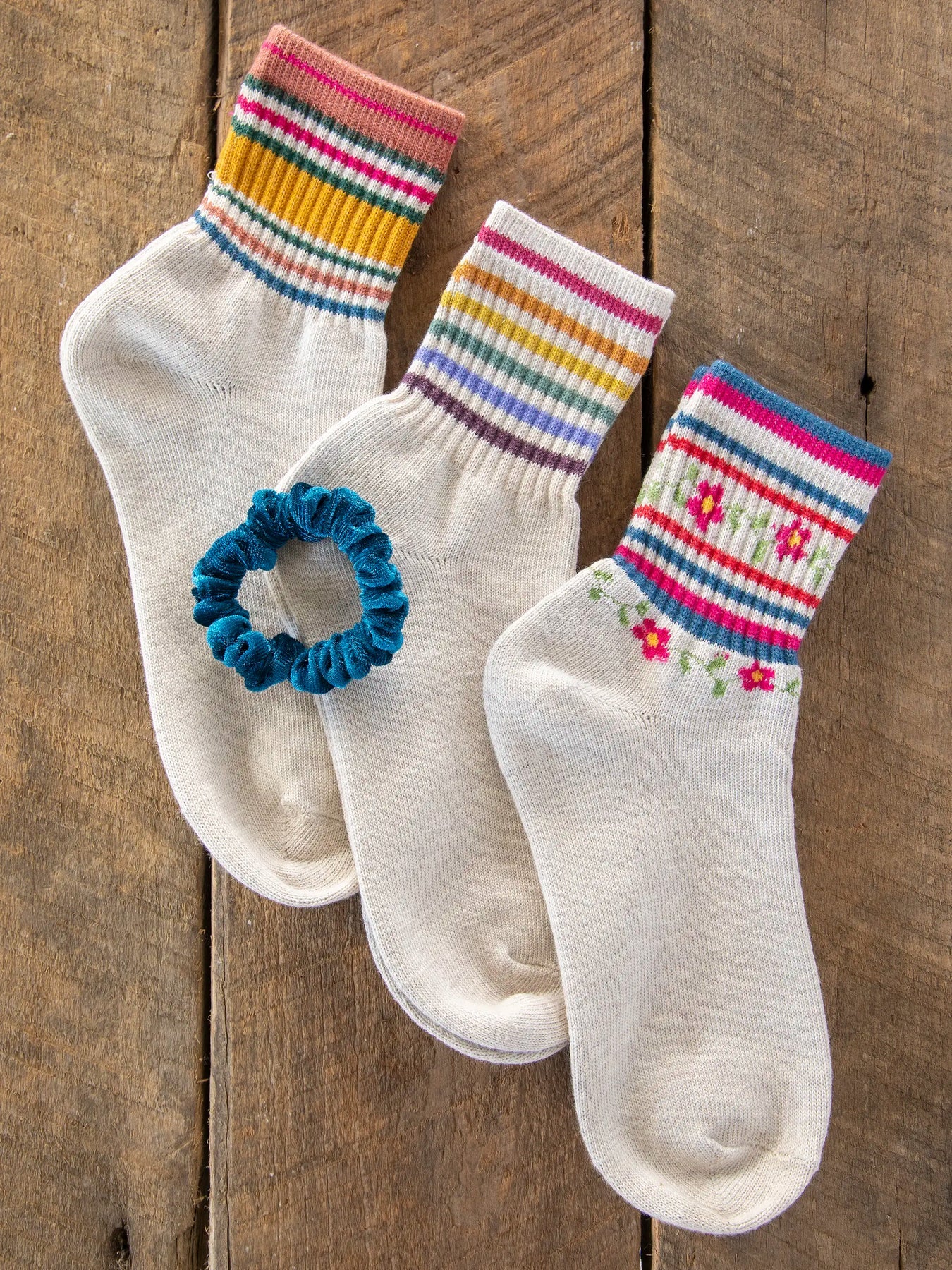 Striped Retro Crew Socks | Set of 3