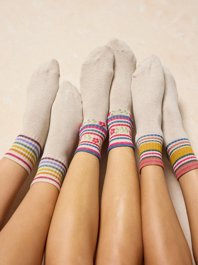 Striped Retro Crew Socks | Set of 3
