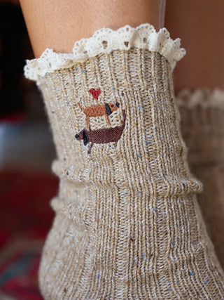 Little Things Embroidered Lace Trim Socks