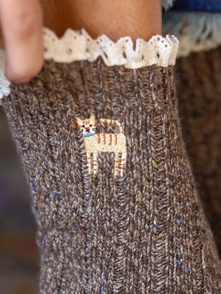 Little Things Embroidered Lace Trim Socks