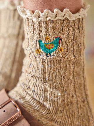 Little Things Embroidered Lace Trim Socks