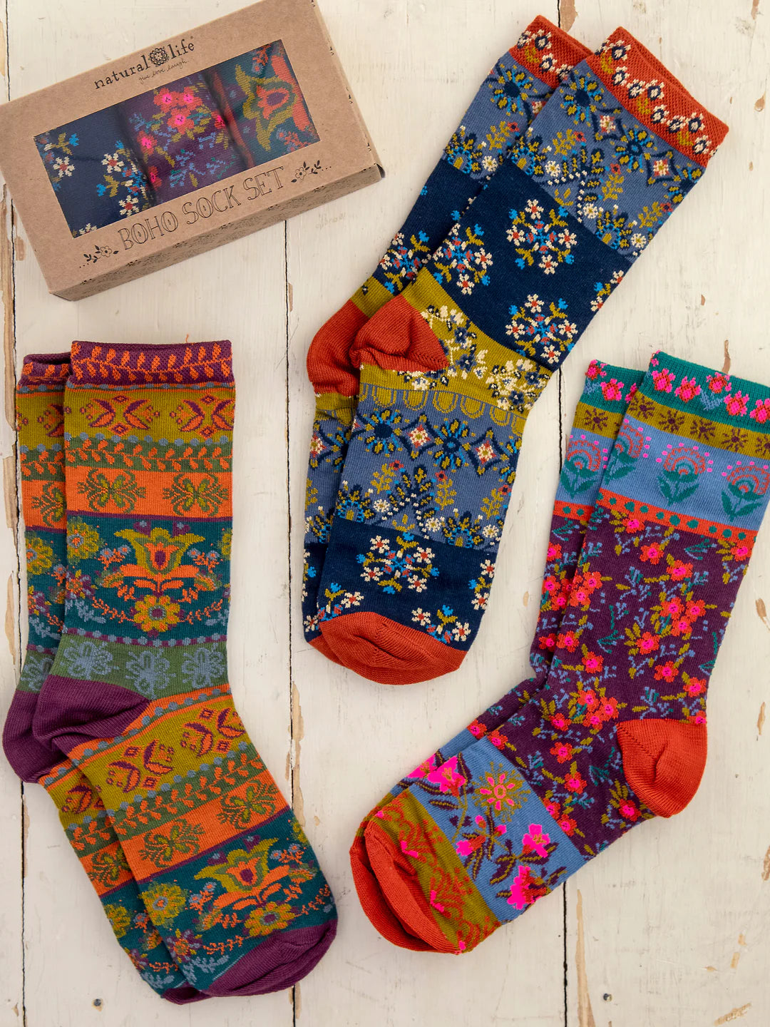 Plum Floral Boho Sock