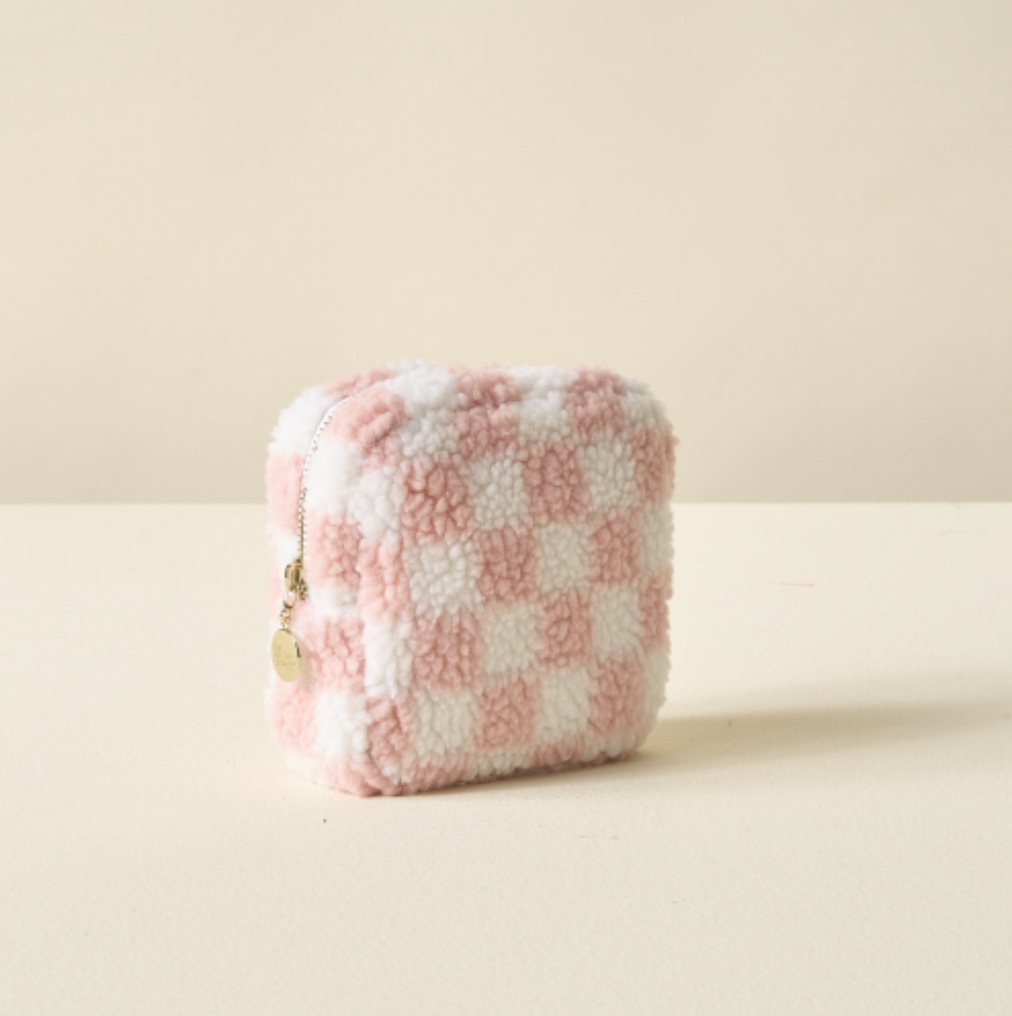 Checkered Teddy Small Pouch