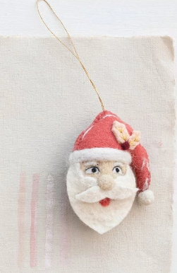 Vintage-Style Wool Felt Santa Ornament