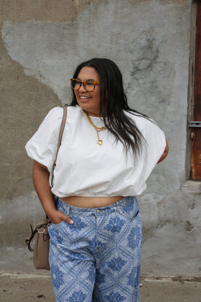 Talia White Relaxed Cinch Top