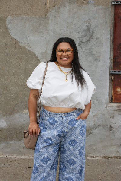 Talia White Relaxed Cinch Top