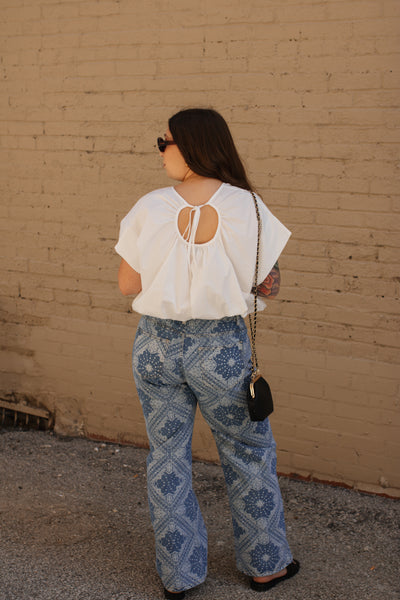 Talia White Relaxed Cinch Top