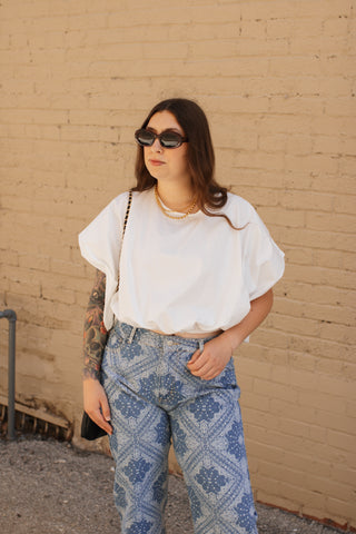 Talia White Relaxed Cinch Top