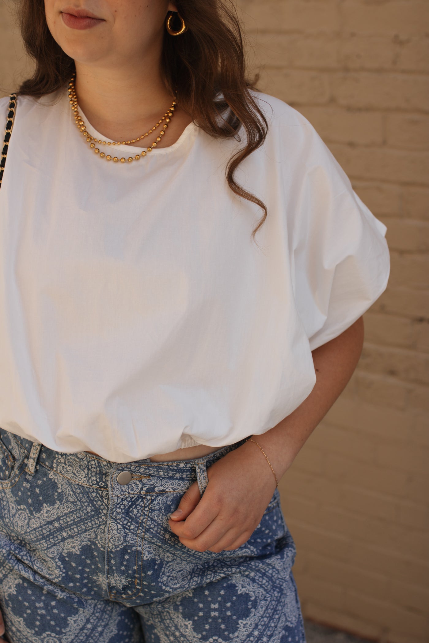 Talia White Relaxed Cinch Top