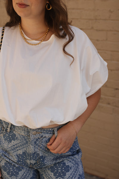 Talia White Relaxed Cinch Top