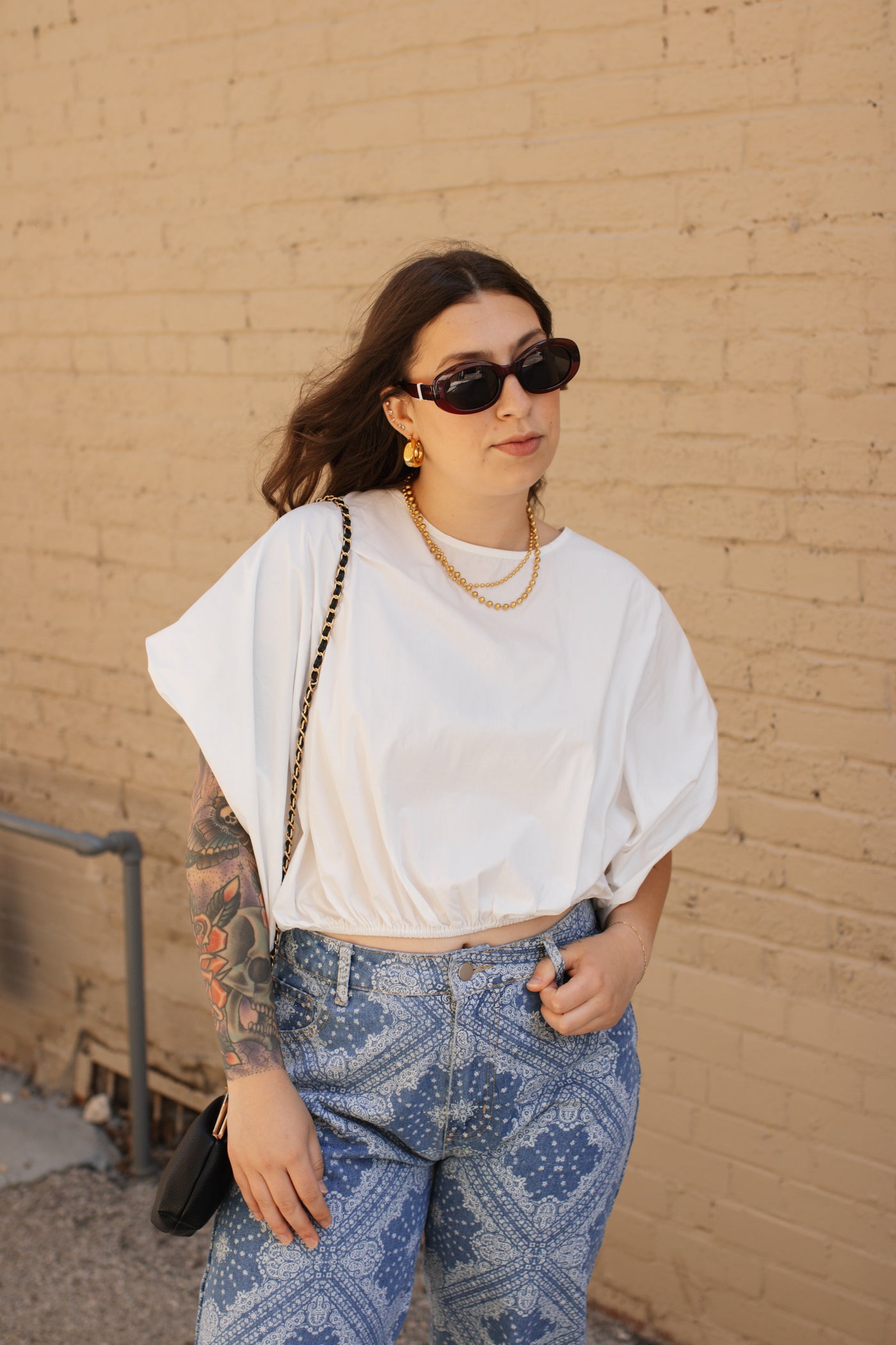 Talia White Relaxed Cinch Top