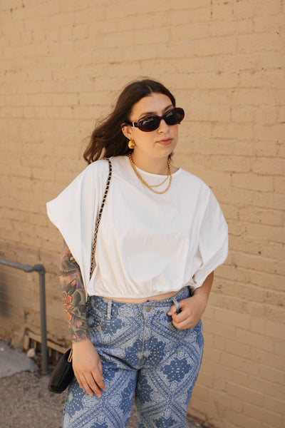 Talia White Relaxed Cinch Top