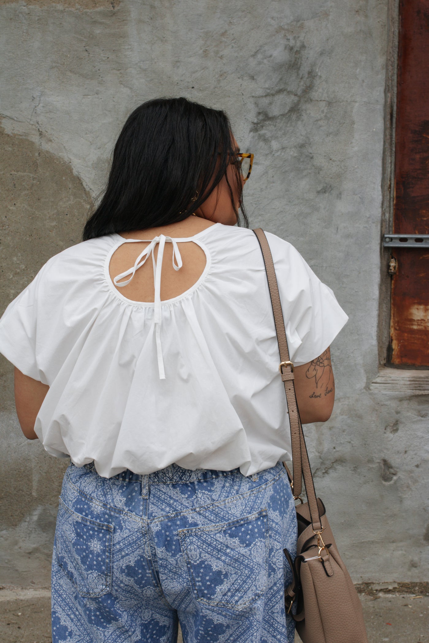 Talia White Relaxed Cinch Top