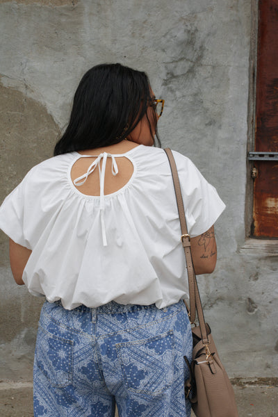 Talia White Relaxed Cinch Top