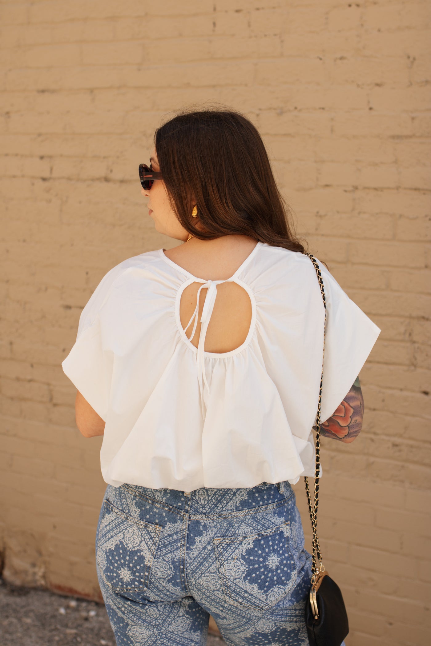 Talia White Relaxed Cinch Top