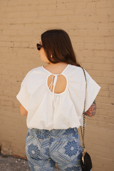 Talia White Relaxed Cinch Top