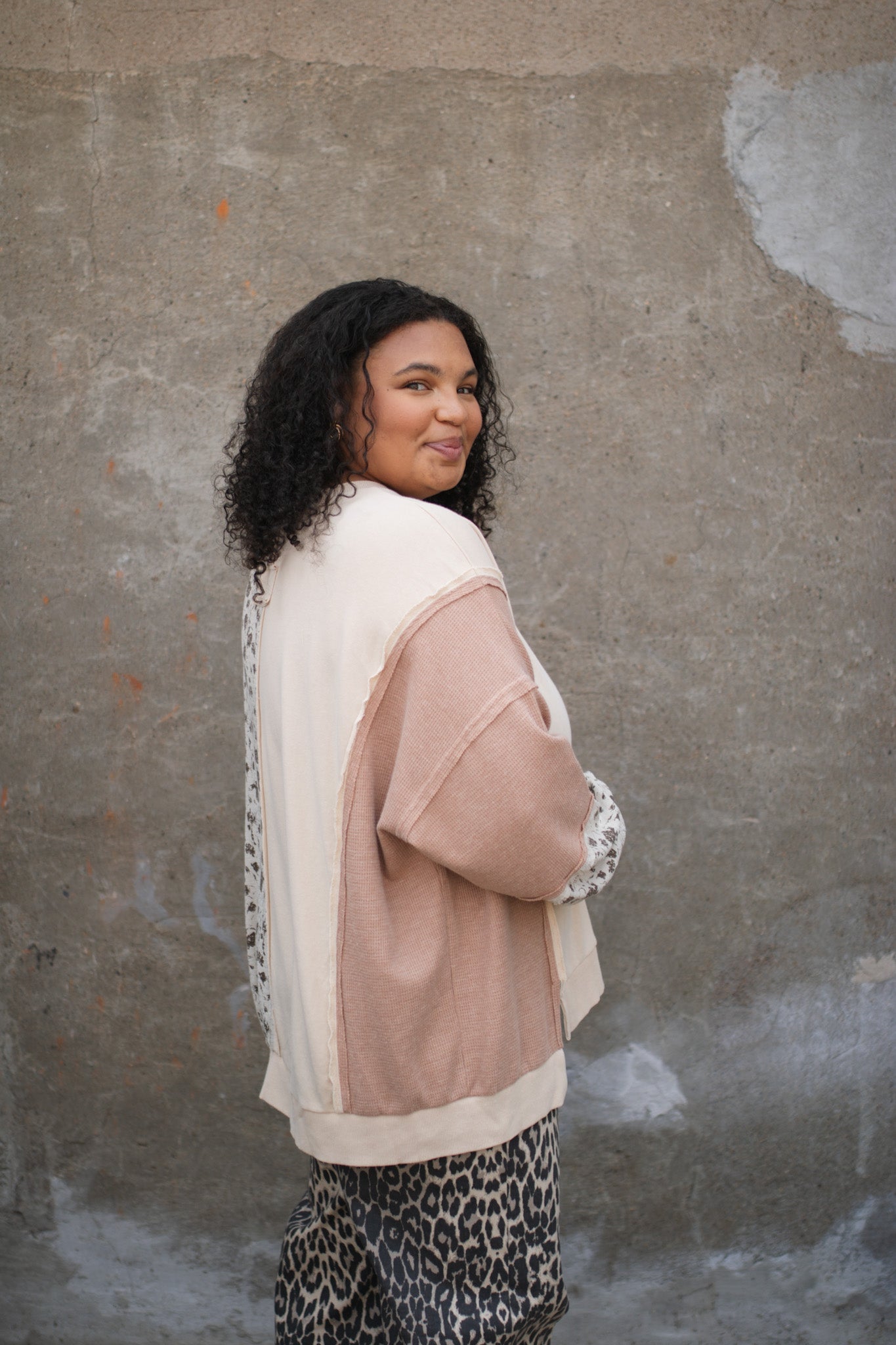 Thora Floral Print Mix Pullover | Natural