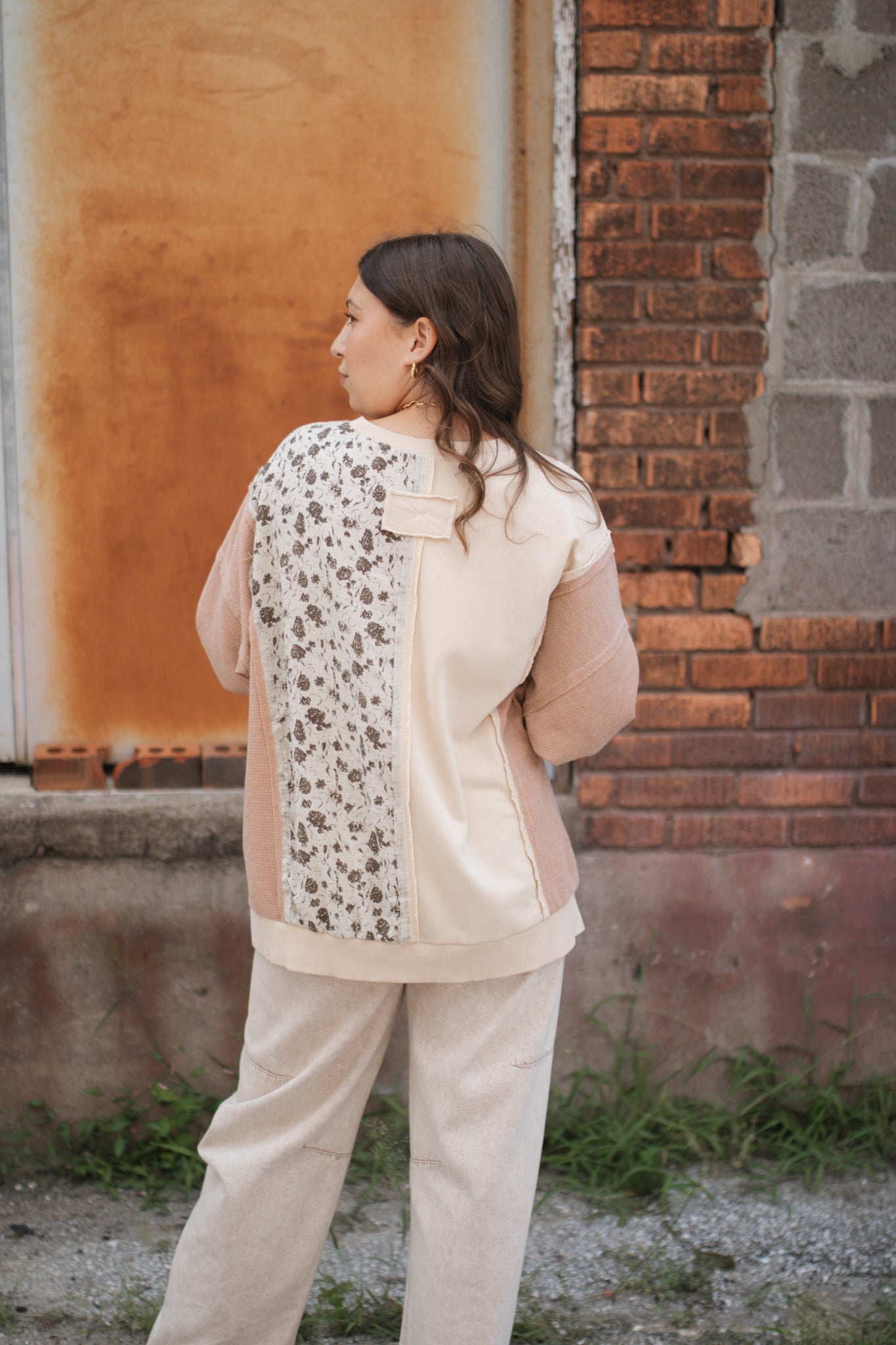 Thora Floral Print Mix Pullover | Natural