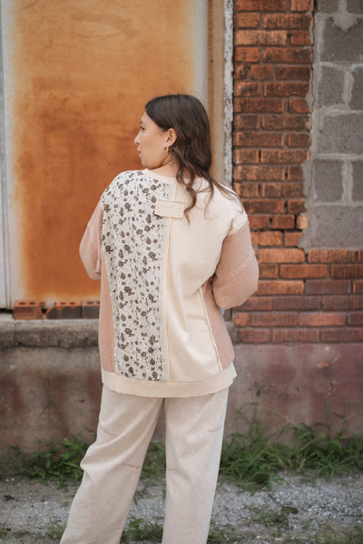 Thora Floral Print Mix Pullover | Natural