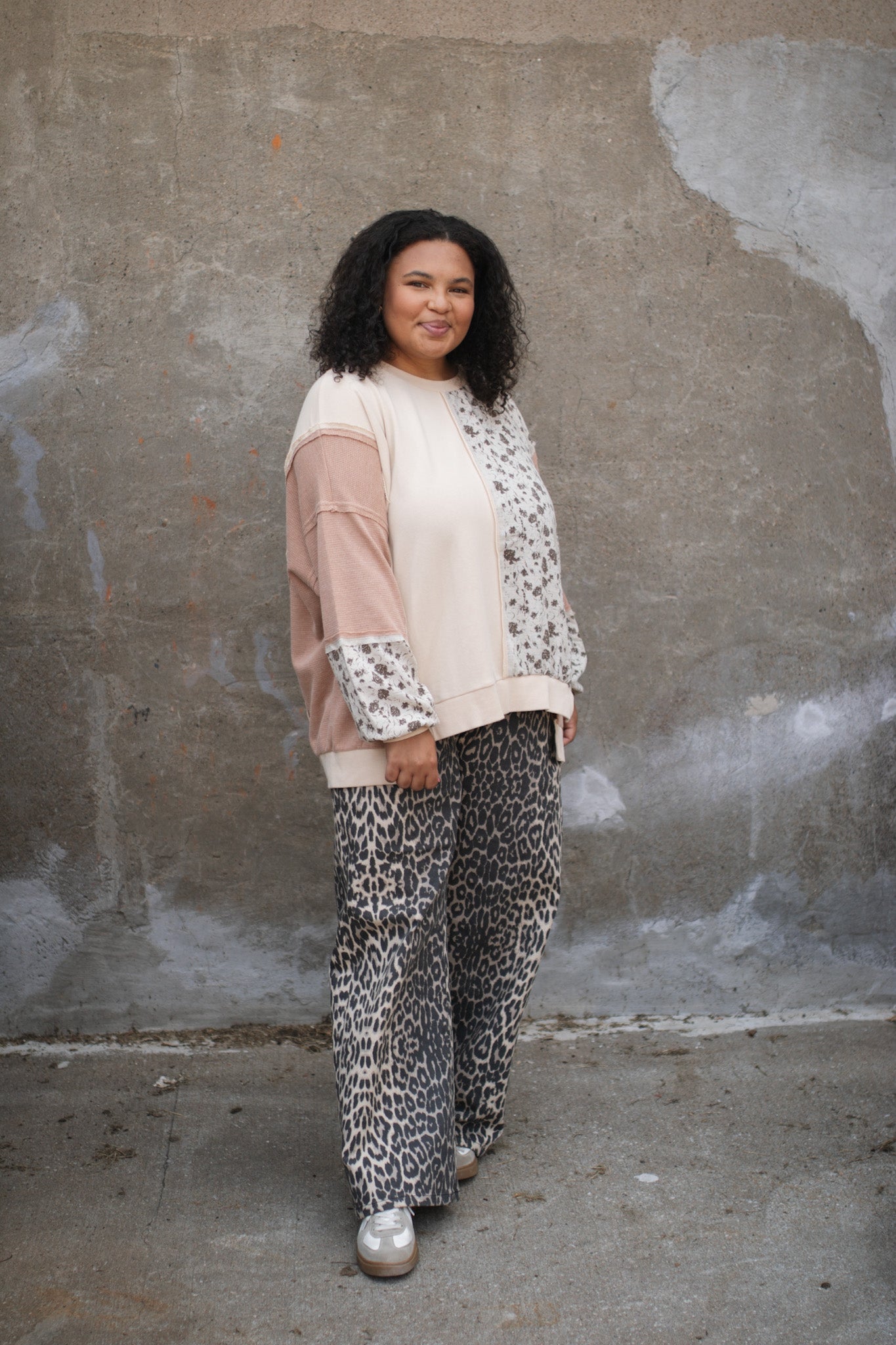 Thora Floral Print Mix Pullover | Natural