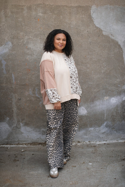 Thora Floral Print Mix Pullover | Natural