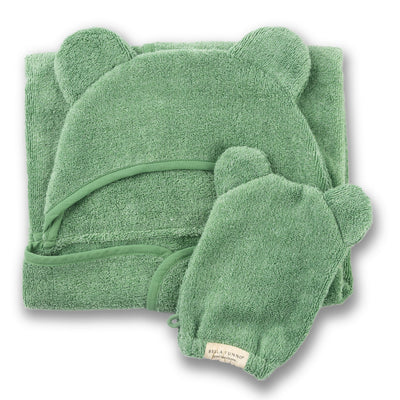 Hooded Towel + Wash Mitt Set | Sea Foam