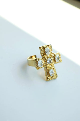 Averie Studded Cross Ring