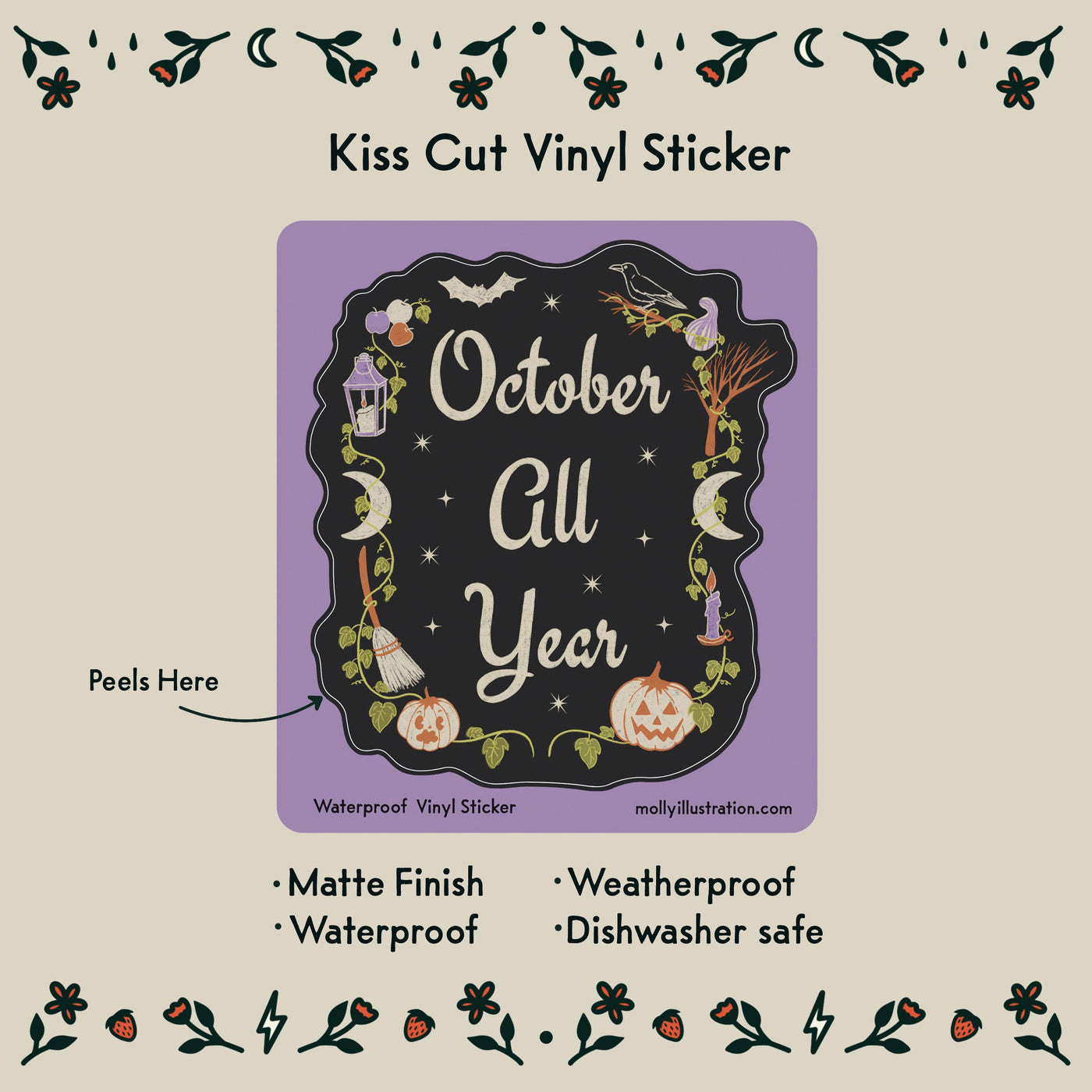 October All Year Waterproof Vinyl Sticker