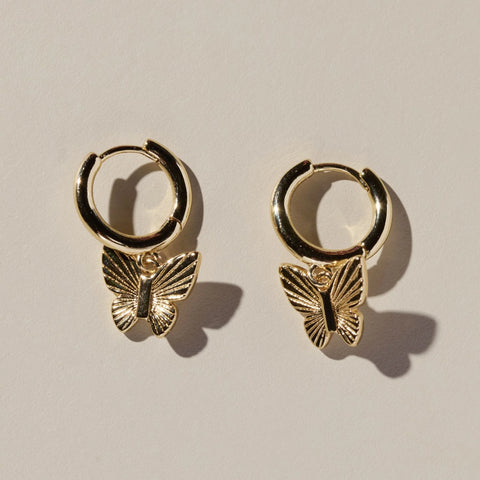 Mary Butterfly Huggies Earrings