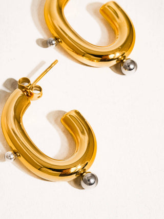 Arden Dual-Tone Orb Hoop Earrings