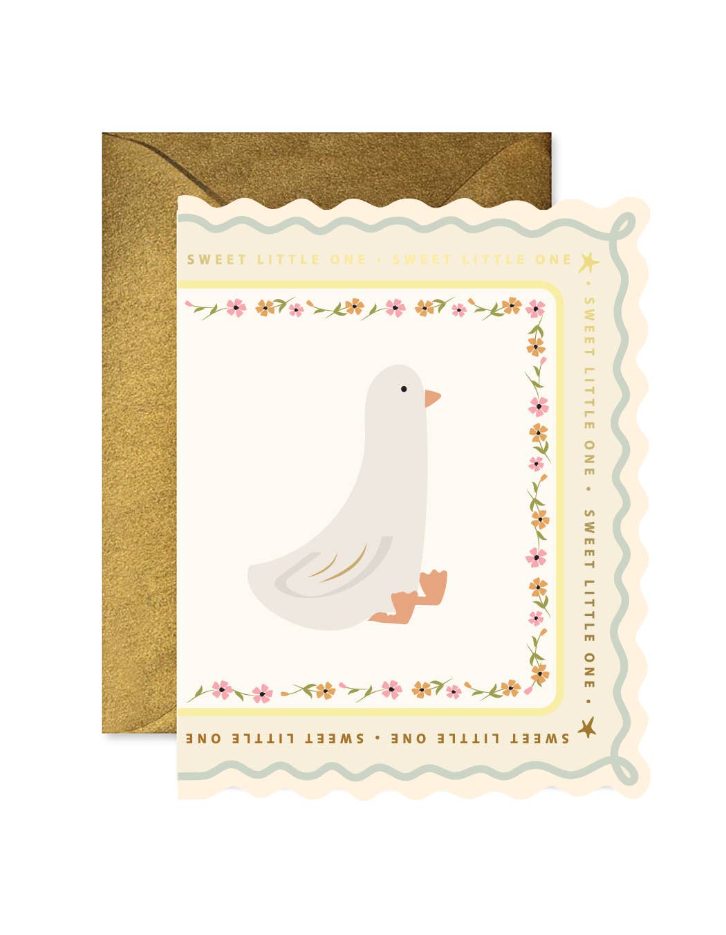 Sweet Little Goose Scalloped Greeting Card
