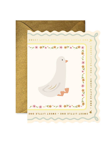 Sweet Little Goose Scalloped Greeting Card