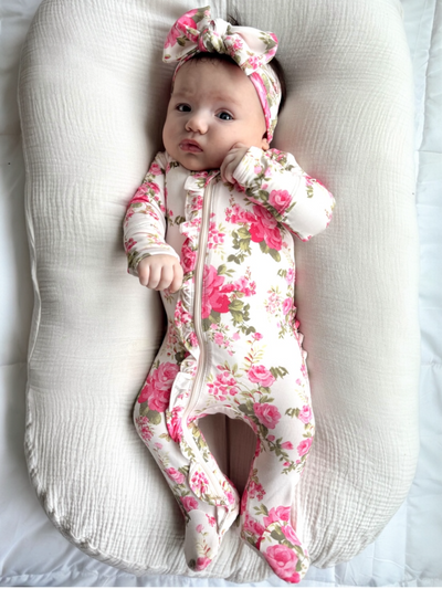 2-Way Zip Ruffle Footie Romper | Floral Daydream