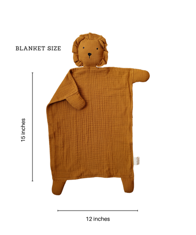Organic Cotton Lion Lovey Blanket | Toffee