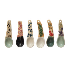 Hand-Painted Floral Pottery Spoon