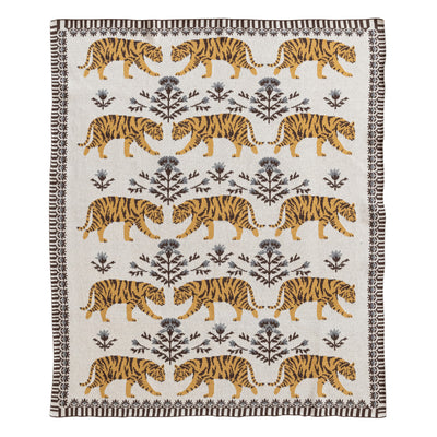 Cotton Knit Baby Blanket w/ Tigers