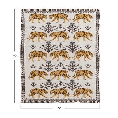 Tiger Cotton Knit Baby Blanket