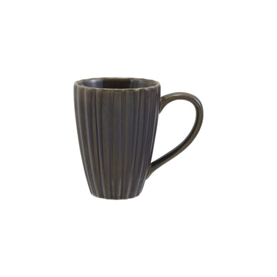 14 oz. Stoneware Ribbed Mug, Reactive Glaze, Plum Color (Each One Will Vary)