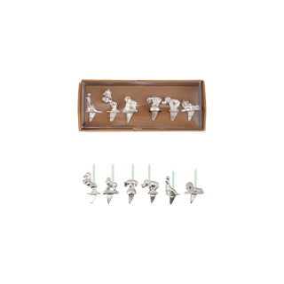 Zinc Alloy Circus Animal Birthday Cake Candle Holders, Boxed Set of 6